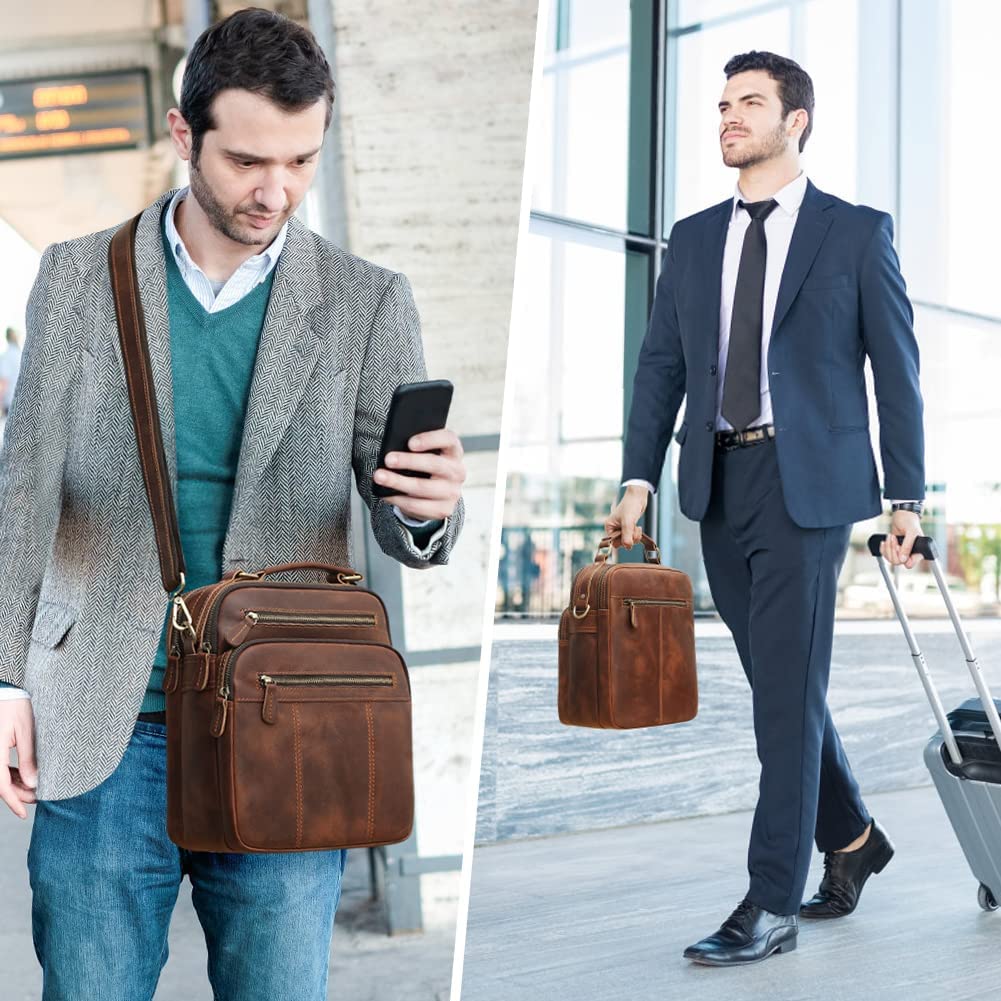 Jack&Chris Leather Man Purse Shoulder Bag,Small Mens Crossbody Messenger Bags for Work,Men Satchel Handbag - Image 7
